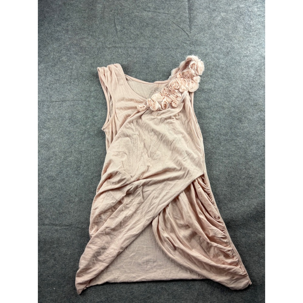 Deletta Anthropologie Women's S Pink Rosette Floral Draped Tank Top Coquette Y2K